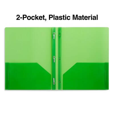 Staples® 2-Pocket Presentation Folder with Fasteners, Green (26388)