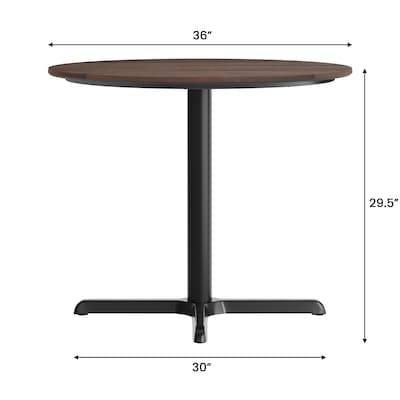 Flash Furniture Acadia 36" Round Wooden Dining Table with X-Base, Dark Brown/Black Base (STRD36WBRT3030)