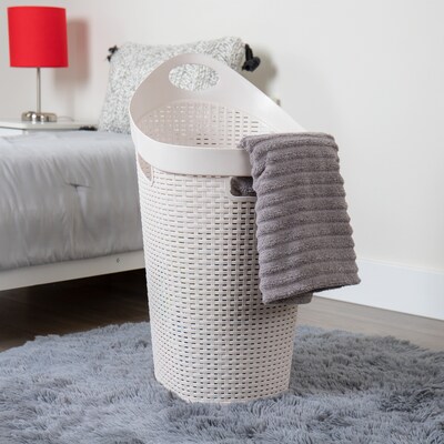 Mind Reader Rolling Plastic Laundry Basket, Ivory (60HWHEEL-IVO)