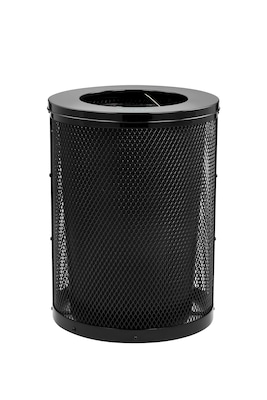 Alpine Industries 4460 Series Steel Mesh Outdoor Trash Can with Liner, 36 Gallon, Black (ALP4460-01-BLK)