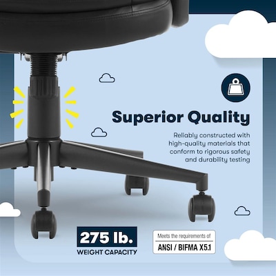 Serta Comfort Ergo Ergonomic Bonded Leather Swivel Executive Chair, Black (CCHR10016B)