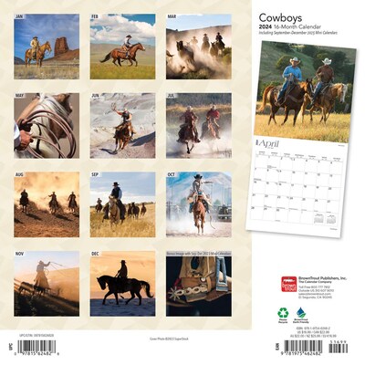 2024 BrownTrout Cowboys 12" x 24" Monthly Wall Calendar (9781975462482)