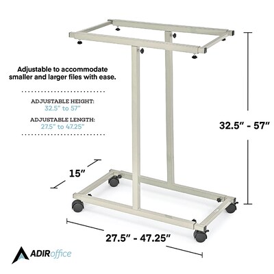 AdirOffice Steel Mobile Blueprint Storage File Storage Cart, Gray (614-6036)