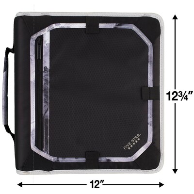 Five Star 2" 3-Ring Zipper Binders, Black/Gray (29052IT8)