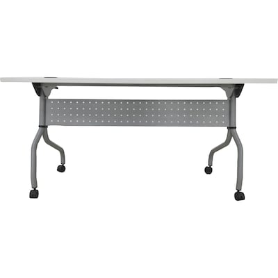 Lorell 60W x 23.6D Foldable Flip Top Training Table, Melamine, With Wheels, White (LLR60744)