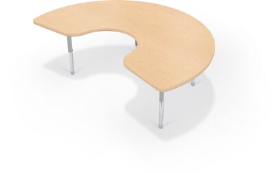 MooreCo Hierarchy Kidney Shaped Table, 72W x 48D, Fusion Maple/Platinum Base (703673562881)