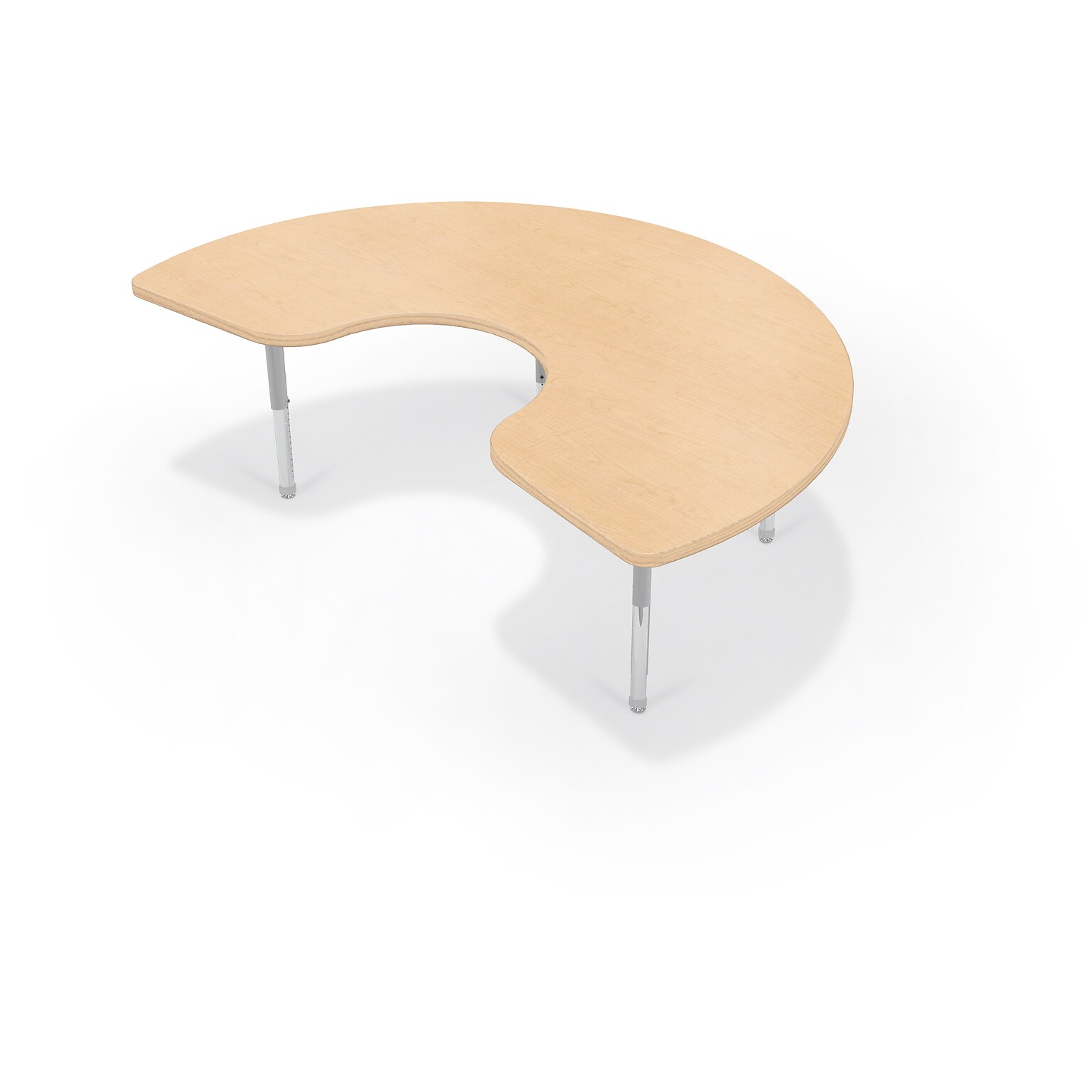 MooreCo Hierarchy Kidney Shaped Table, 72W x 48D, Fusion Maple/Platinum Base (703673562881)