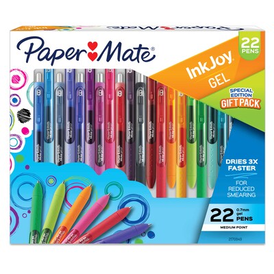 Paper Mate InkJoy Retractable Gel Pen, Medium Point, Assorted Ink, 22/Pack (2170849)