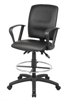 Boss® Multi-Function LeatherPlus Drafting Stool w/ Loop Arms