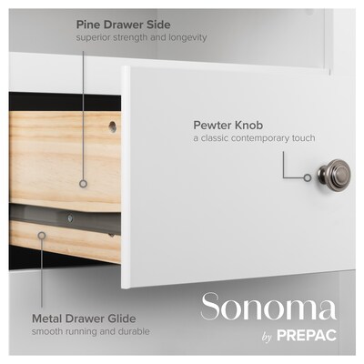 Prepac 44.75" Monterey 5 Drawer Chest, White (WDC-3345-K)