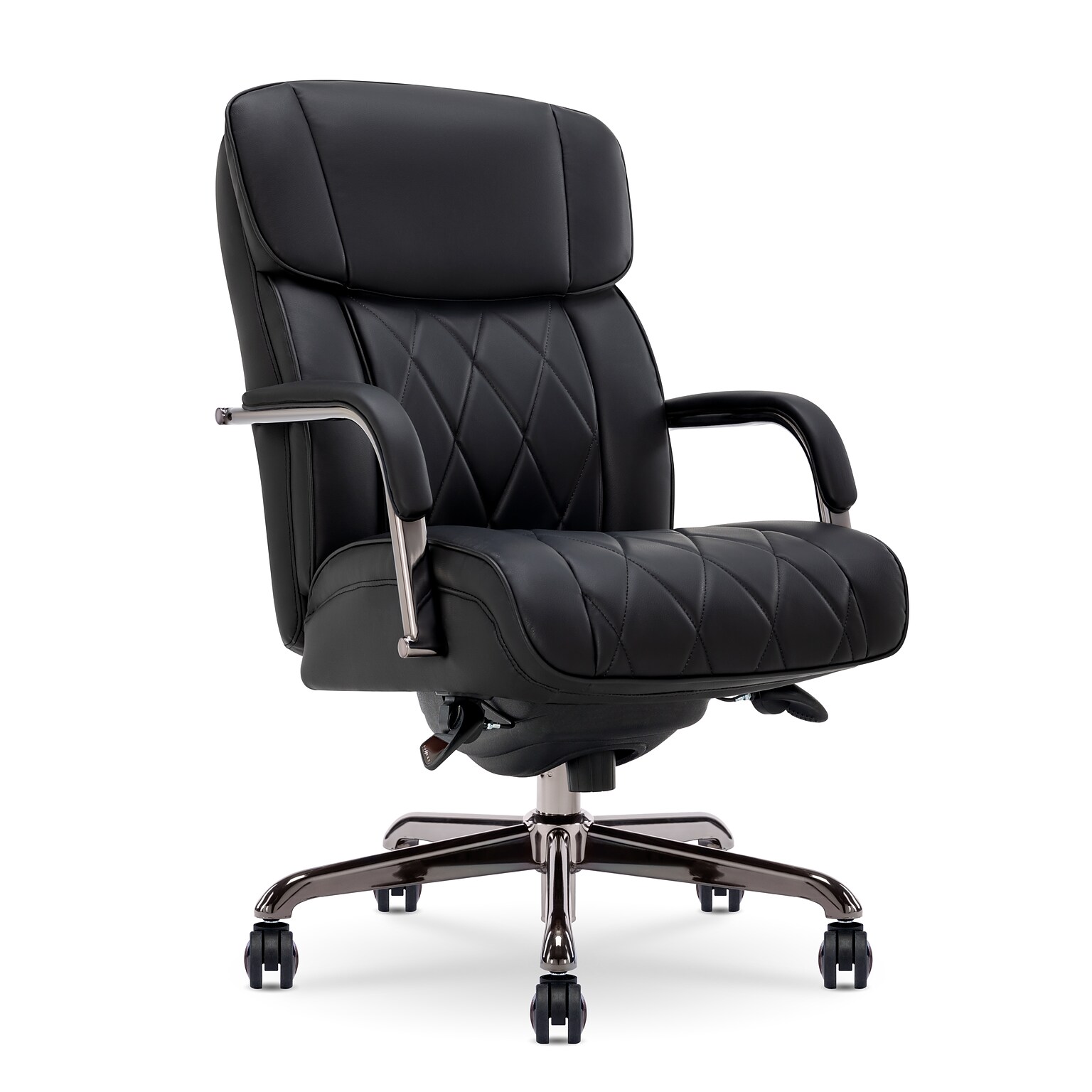 La-Z-Boy Symphony Ergonomic Bonded Leather Swivel Executive Chair, Black and Graphite (CCHR10013E)