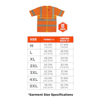 GloWear 8367 High Visibility Short Sleeve T-Shirt, ANSI Type R Class 3, Orange, 3XL (22047)