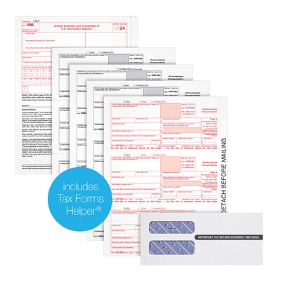 Adams Employees Copies Cut Sheet 2025 1099-NEC Tax Form Kit with Envelopes, 4-Part, Copy A, B, 1, 2, 25/Pack (LNEC413)