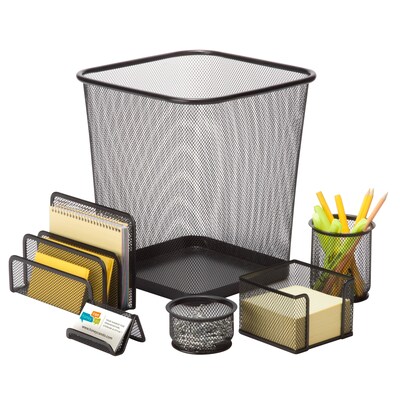 Honey-Can-Do 6-Piece Wire Mesh Desk Set, Black (OFC-03491)