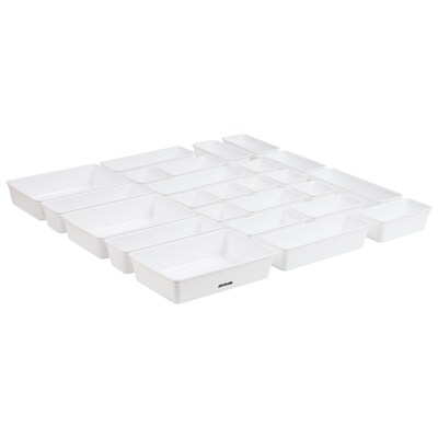Mind Reader Stackable Plastic Desk Tray Set, White, 25 Pieces (DRORG25-WHT)