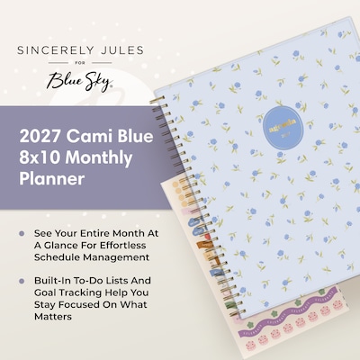 2027 Blue Sky Sincerely Jules 8" x 10" Monthly Planner, Blue (164253)