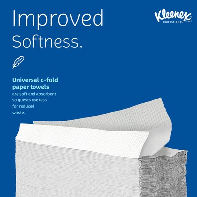 Kleenex Recycled C-Fold Paper Towels, 1-Ply, 150 Sheets/Pack, 16 Packs/Carton (01500)