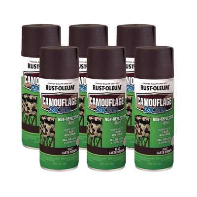 Rust-Oleum Camouflage Spray Paint, 12 oz. Aerosol Can, Flat Earth Brown, 6/Carton (RST279178CT)