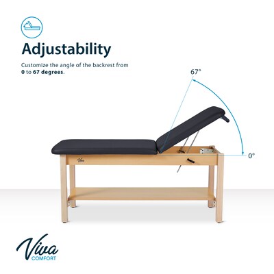 Aristo Wood Physician Exam Table with Shelf , Adjustable Backrest, Paper Cutter, and Holder, 500lbs. Capacity, Black