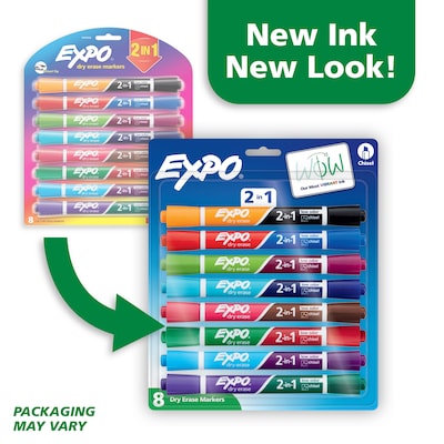 Expo 2-in-1 Tank Dry Erase Markers, Chisel Tip, Assorted Colors, 8/Pack (1944658)