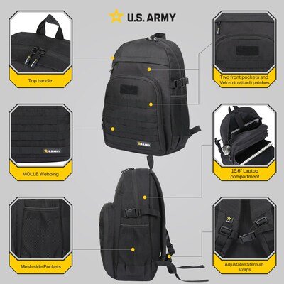US Army TANGO Laptop Backpack, Large, Black (USBTAN18BLK)