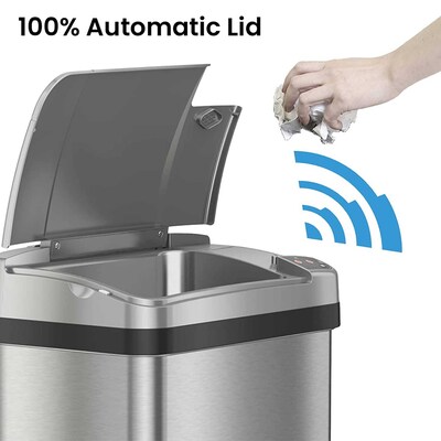 iTouchless Stainless Steel Bathroom Sensor Trash Can with AbsorbX Odor Control System and Fragrance, Silver, 2.5 Gal. (MT02SS)