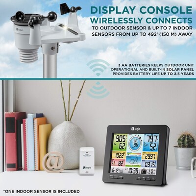 Logia 7-in-1 Wi-Fi Weather Station w/ Solar, Indoor/Outdoor Weather Station w/Forecast Data & More! (LOWSC710SWB)