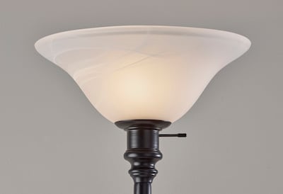 Adesso Claret Torchiere 72"H Black Floor Lamp with White Alabaster Glass Shade (3285-01)