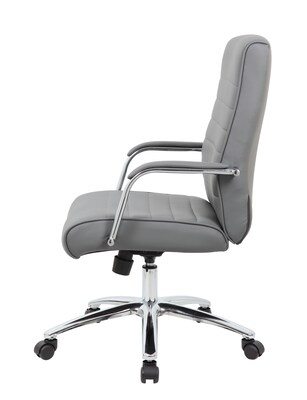 Boss Office Products Ergonomic CaressoftPlus Swivel Conference Chair, Gray/Chrome (B696CRB-GY)