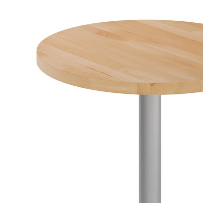 Flash Furniture Bennett 30" Round Wooden Commercial Indoor Table, Natural Top/Silver Base (GSFRD30NTT2222S)