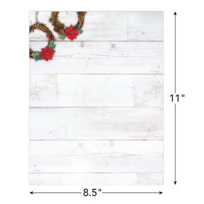 Great Papers! Holiday Stationery Letterhead Wreaths on Wood, Multicolor, 50 sheets (2024039)