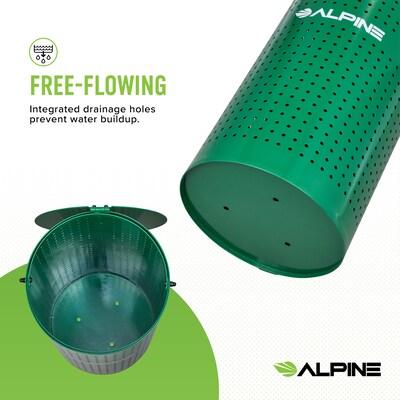 Alpine Industries Steel Pet Waste Disposal Bin with Odor Control Lid, 13.5 Gallon, Green (ALP4005-01)