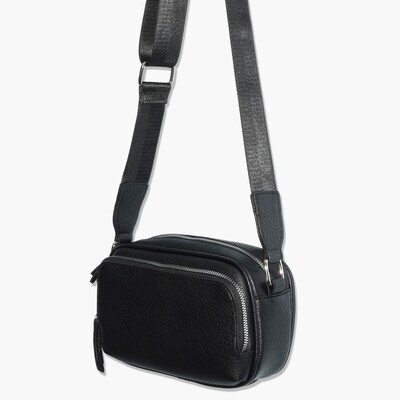 Nicci Cross-Body Bag with Front Zipper Pocket, Black (NH07-BLK)