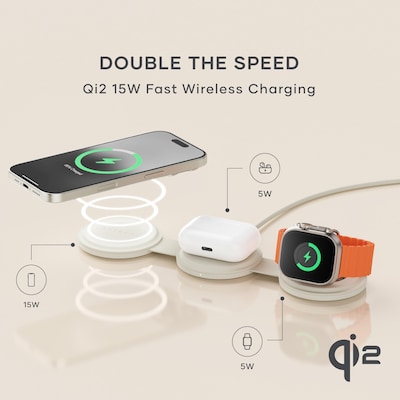 Satechi OntheGo 3-in-1 Wireless Charger, Sand (ST-QTG31W)