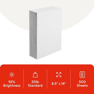 Staples Copy Paper, 8.5 x 14, 20 lbs., White, 500 Sheets/Ream (127035/08635-0)