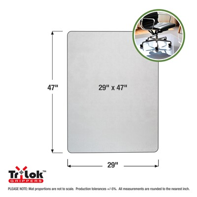 Floortex Cleartex TrYlok Carpet Chair Mat, 29" x 47", Designed for Low Pile Carpet, Clear (NRCMFLVT0001)