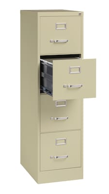 Hirsh Commercial 4-Drawer Vertical File Cabinet, Letter Size, Lockable, 52"H x 15"W x 22"D, Putty (17786)