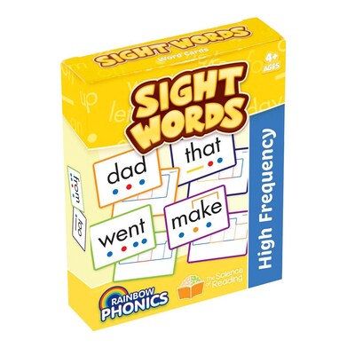 Junior Learning Rainbow Phonics Sight Word Cards, High Freguency, 52/Pack (JRLRP108)