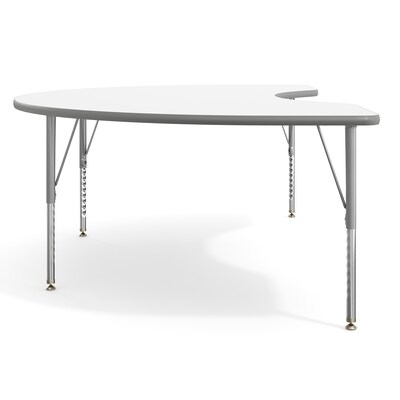 Flash Furniture Wren Kidney Activity Table, 72" x 48", Height Adjustable, White Top/Silver Frame (XUA4872KDWHTP)