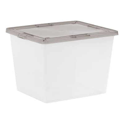 Iris 36 Quart Snap Top Plastic Snap Closure Storage Bin, Clear, 6/Pack (585105)
