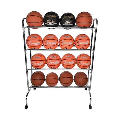 Champion Sports 4 Tier Portable Ball Cart, Silver (CHSBRC4)