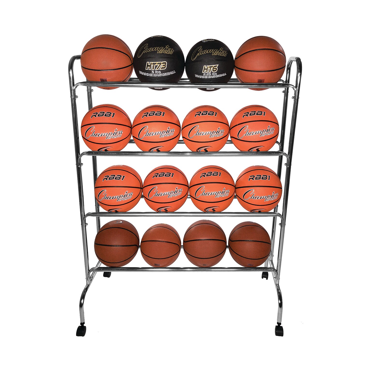 Champion Sports 4 Tier Portable Ball Cart, Silver (CHSBRC4)