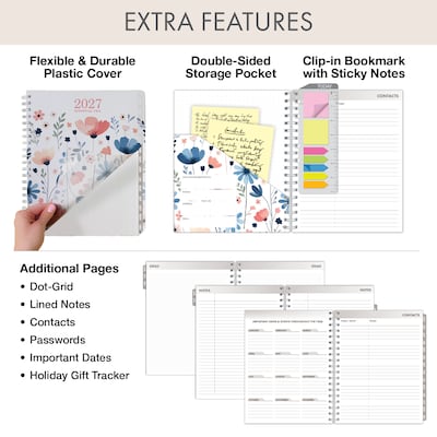 2027 Excello Brands Essential Pro 7" x 9" Weekly & Monthly Planner, Colorful Botanicals (ESPRO-CY27-79-30)