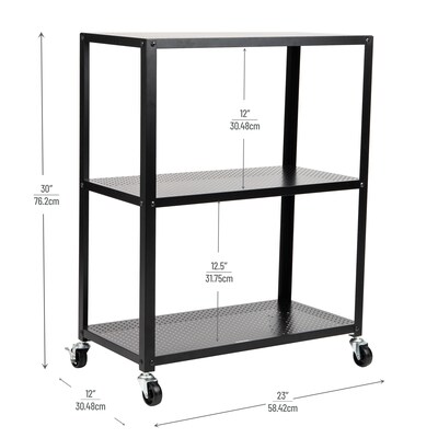 Mind Reader 3-Tier Metal Rolling Cart, Black (ELCART3T-BLK)
