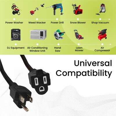 GoGreen Power 100' Indoor/Outdoor Extension Cord, 14 AWG, Black (GG-13800BK)
