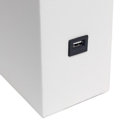 Lalia Home Lexington 21" Modern Bedside Table Lamp, White Rectangular Fabric Shade, Feit LED Bulb, White (LHT-3012-WH-LB)