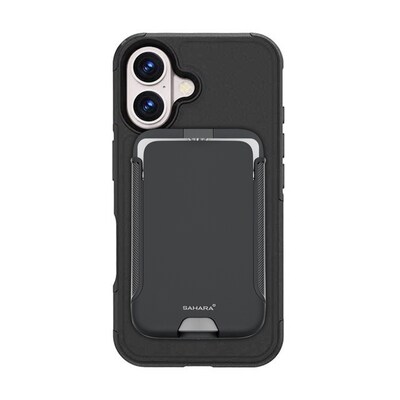 SaharaCase Raider MagSafe Phone Case with Magnetic Wallet for iPhone 16, Shock Absorbing, Scorpion Black (CP00631)