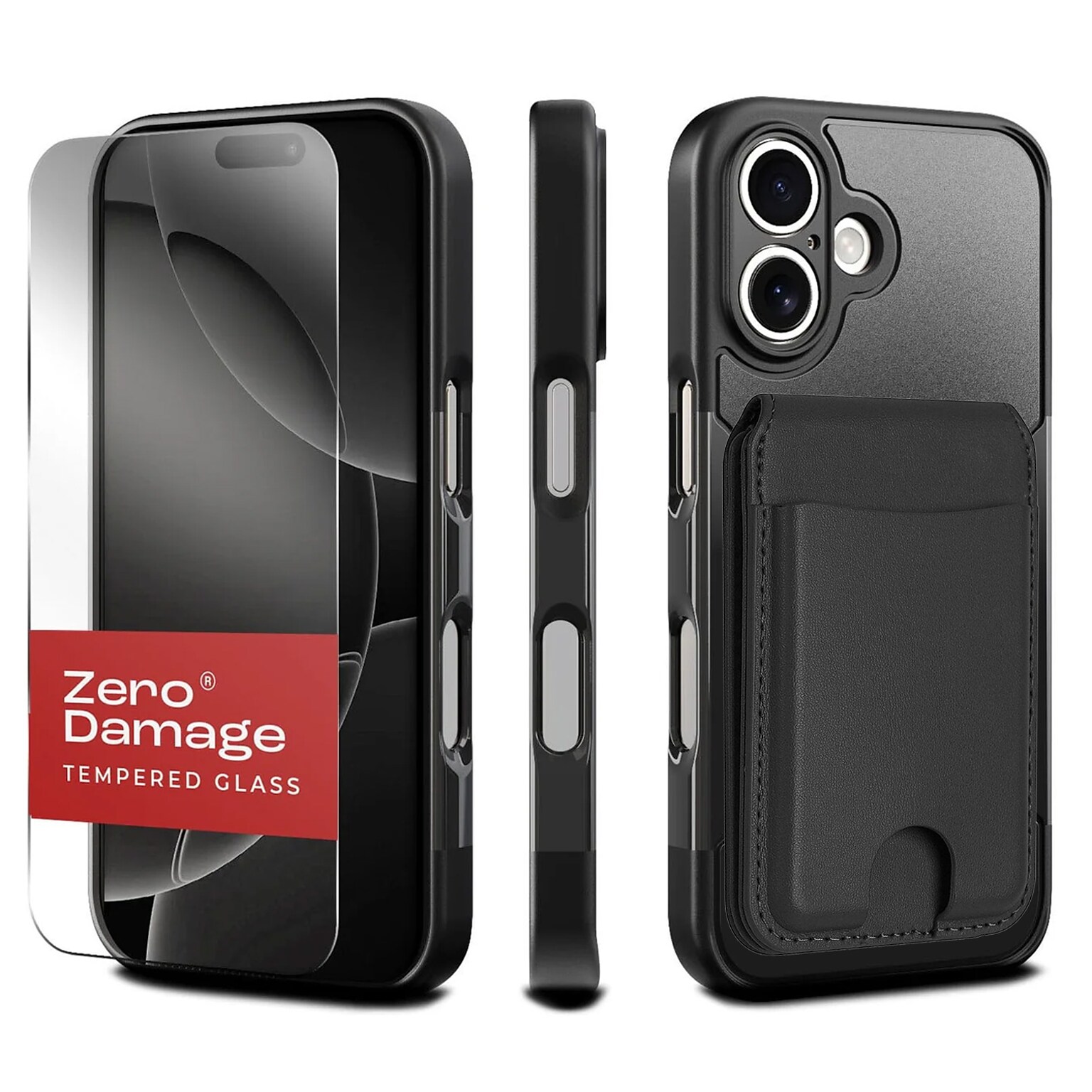 SaharaCase Classic Scorpion Case and Tempered Glass Kit with MagSafe Wallet Bundle for Apple iPhone 16,Scorpion Black, (CP00648)