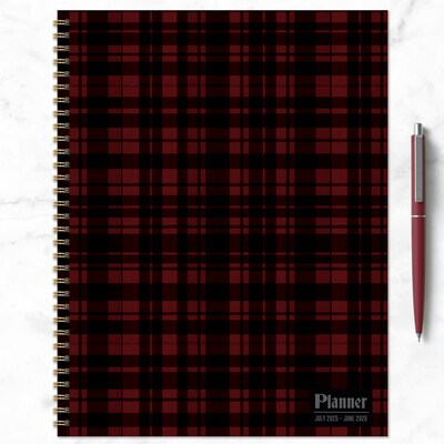 2025-2026 TF Publishing Gwen Plaid 9" x 11" Academic Year Weekly & Monthly Planner, Paperboard Cover, Multicolored (AY26-9710)