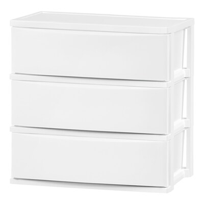Iris Stackable Wide Chest, 3 Drawer, White, 2/Pack (540012)